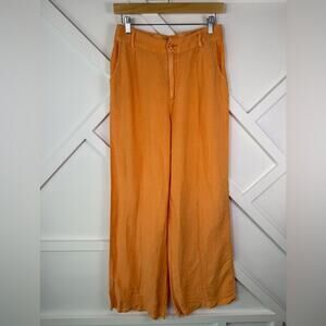 NWT Young Fabulous & Broke Wide Leg Linen Blend Pants Orange Size M